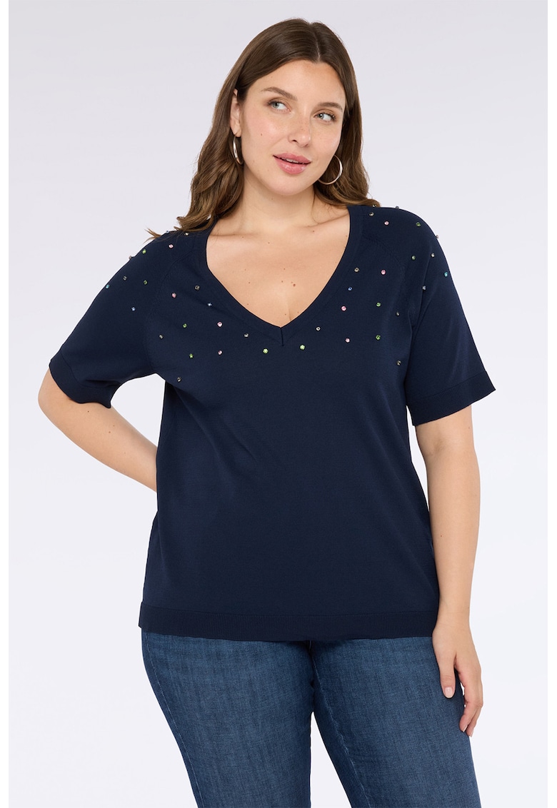 Bluza cu decolteu in V si strasuri