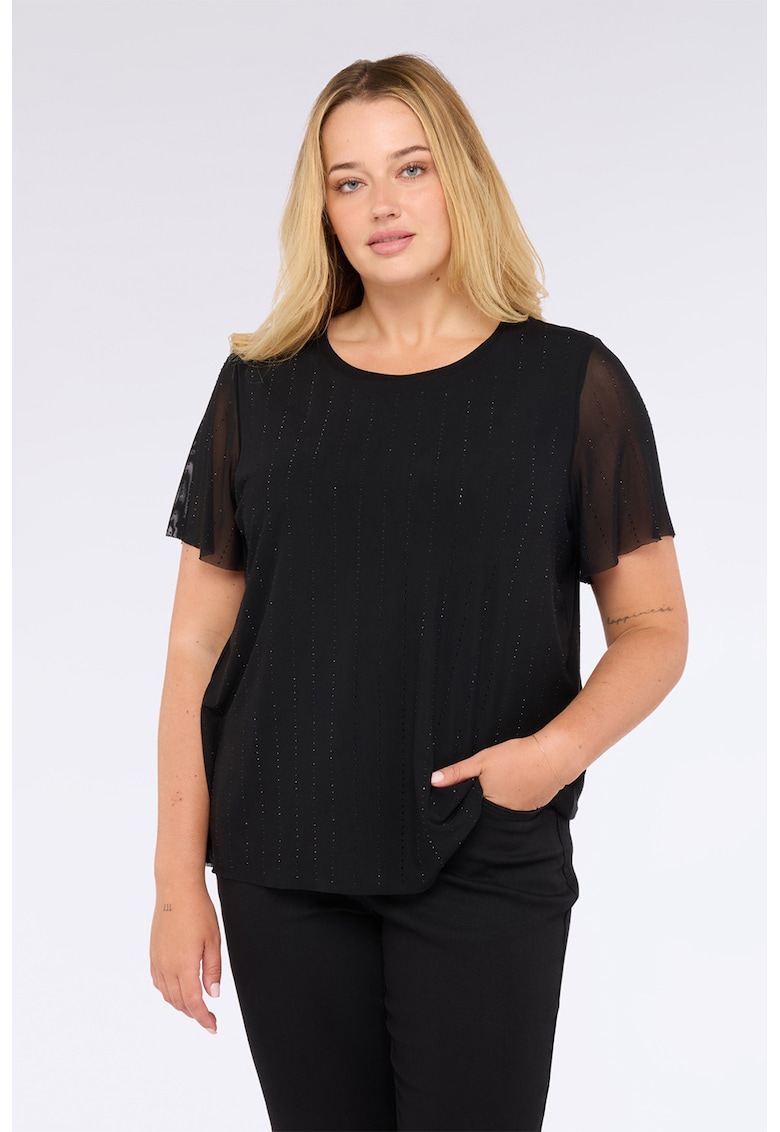 Bluza cu maneci scurte si strasuri