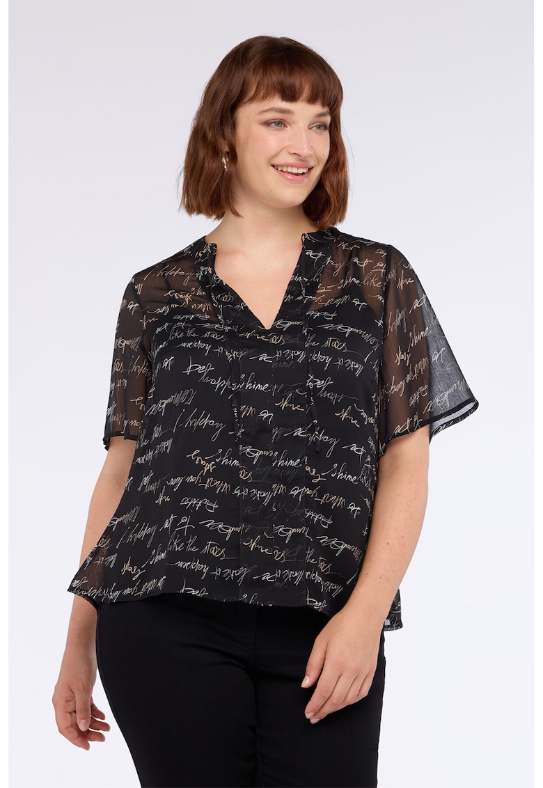 Bluza cu text si decolteu in V