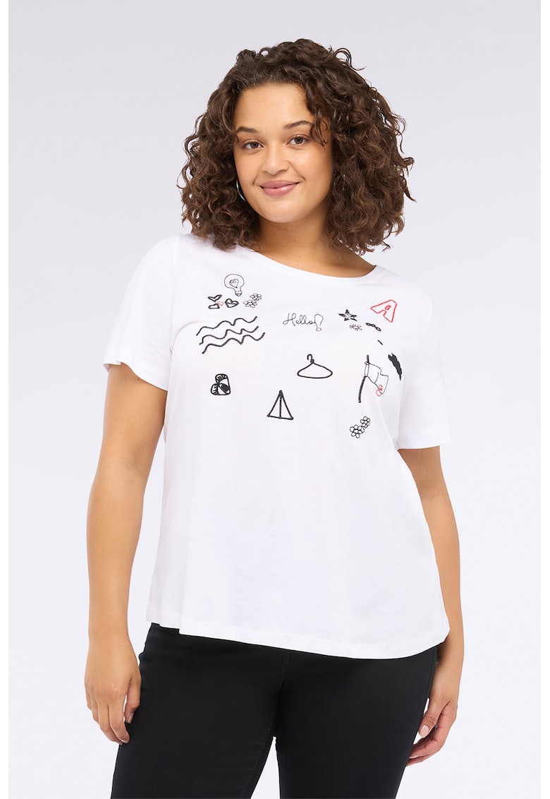 Tricou cu imprimeu grafic si decolteu rotund