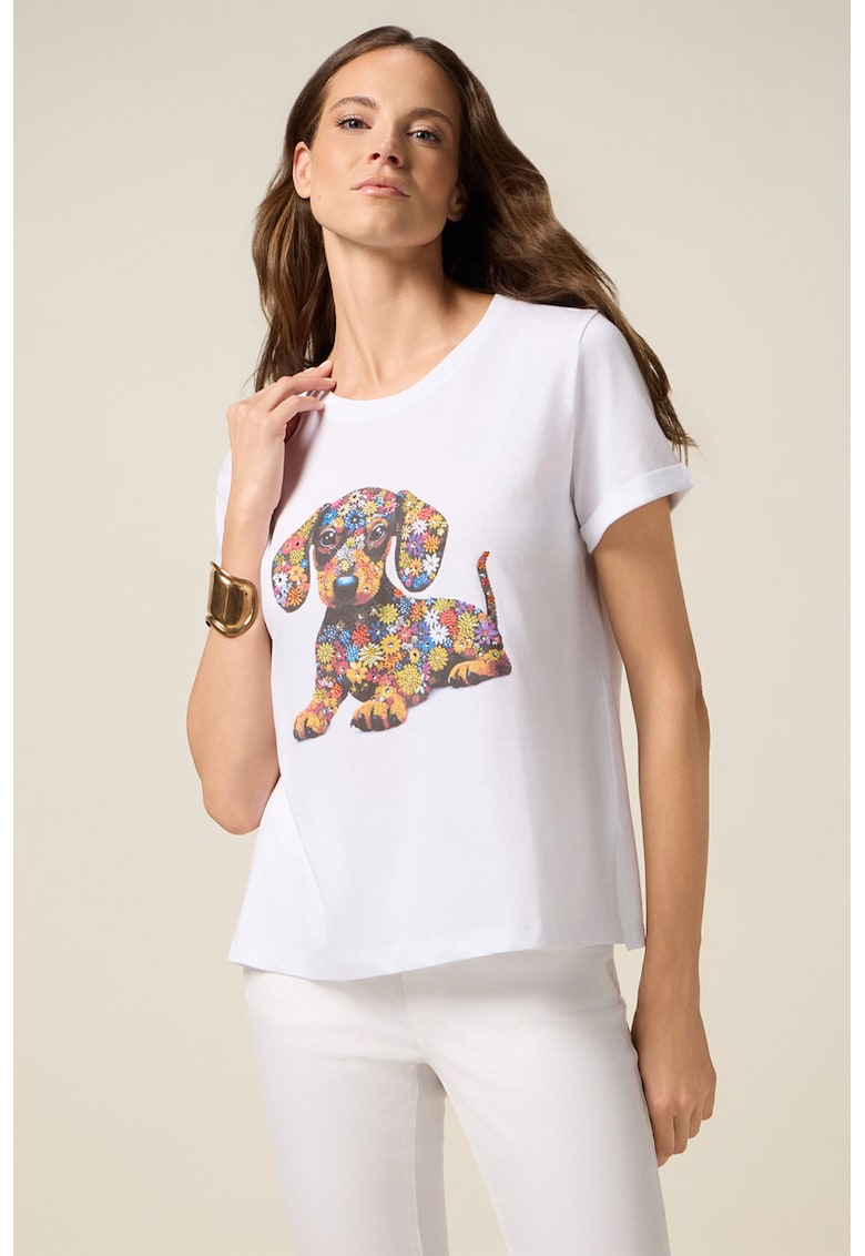 Tricou cu decolteu rotund cu imprimeu grafic