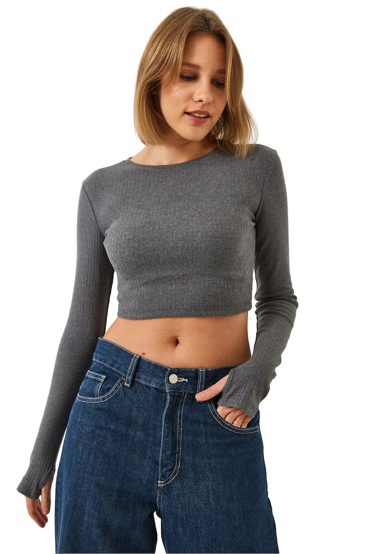 Bluza pentru dama - HiCCUP - Bumbac/Poliester - Gri