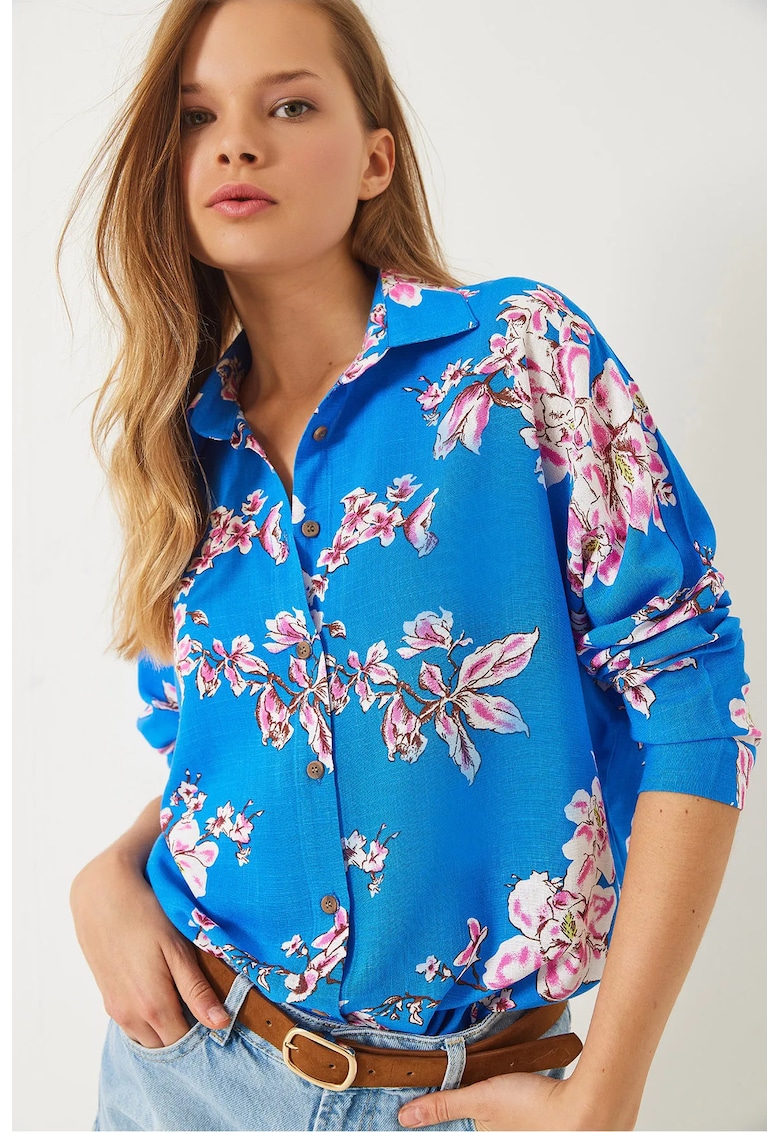 Camasa supradimensionata cu imprimeu floral Lucci