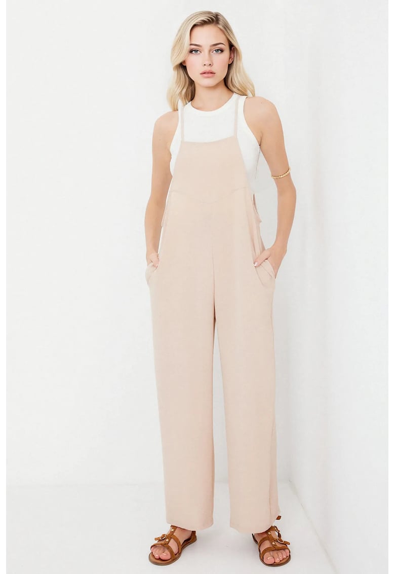 Salopeta dama  BDART - guler patrat - bej - poliester-lycra