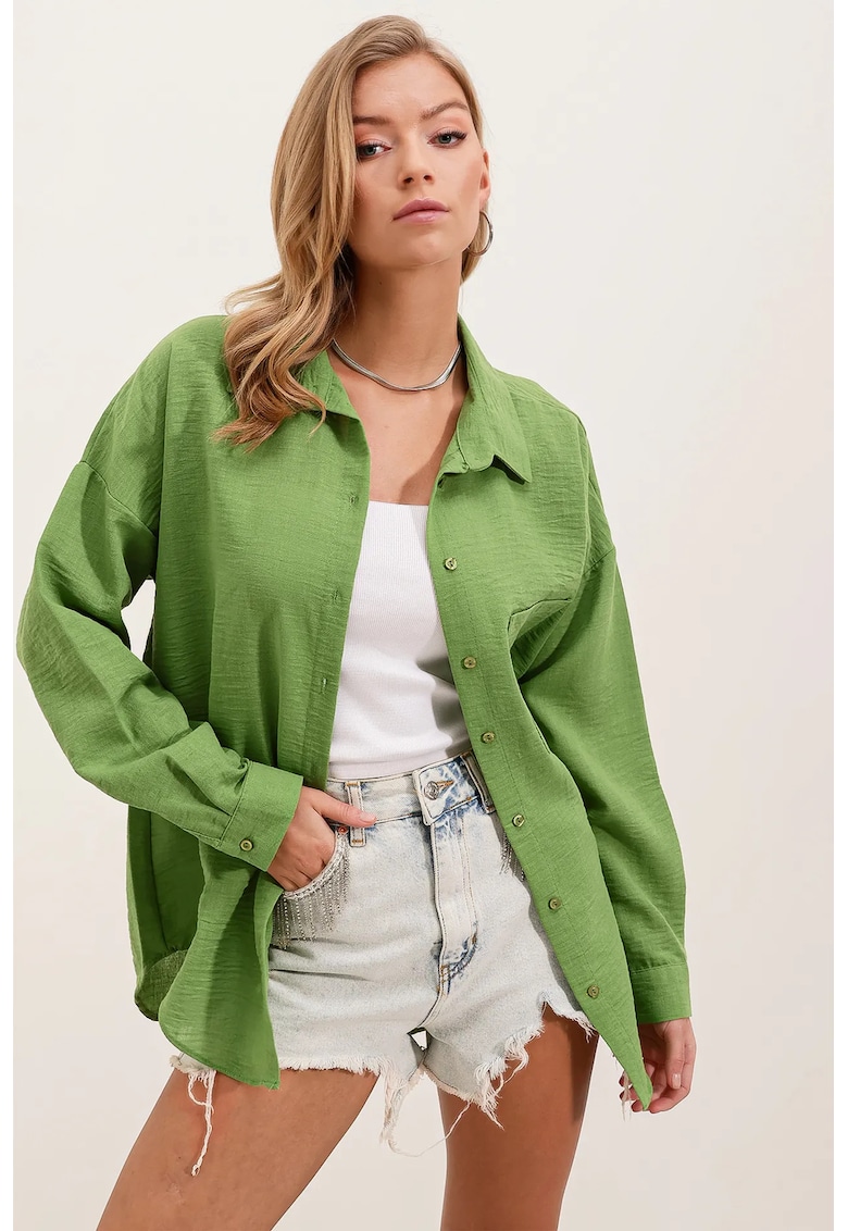 Camasa HiCCUP - model BDART - cu buzunar - verde - in