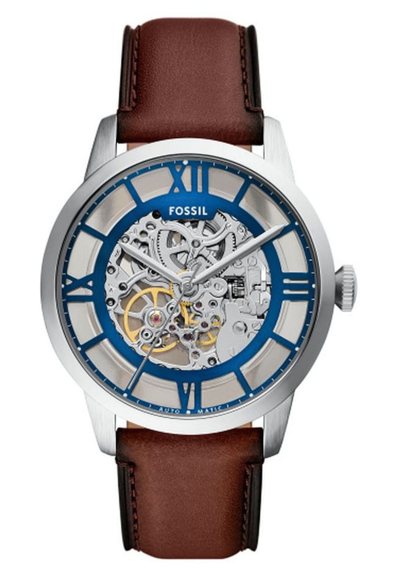 Ceas Townsman - automat - 44mm - transparent - curea din piele maro