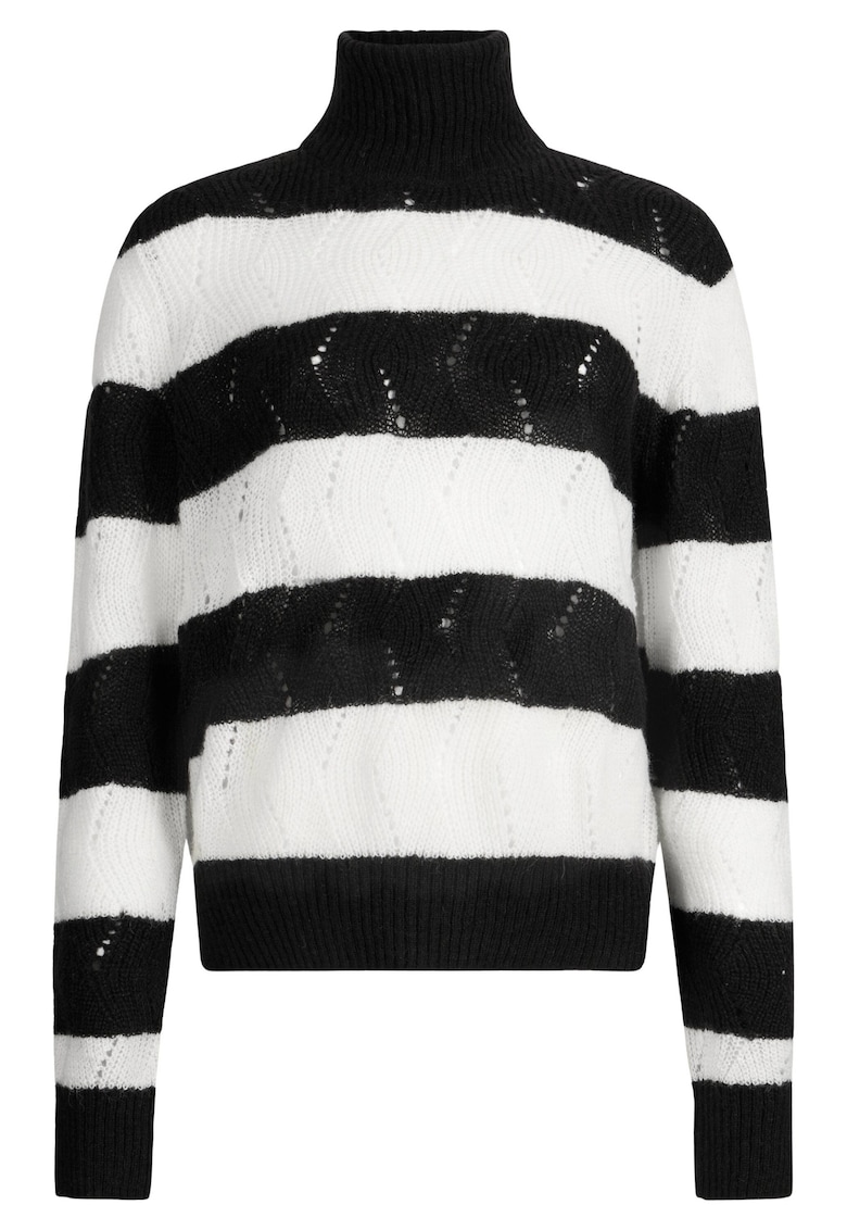 Pulover din amestec de lana cu dungi - Alb/Negru