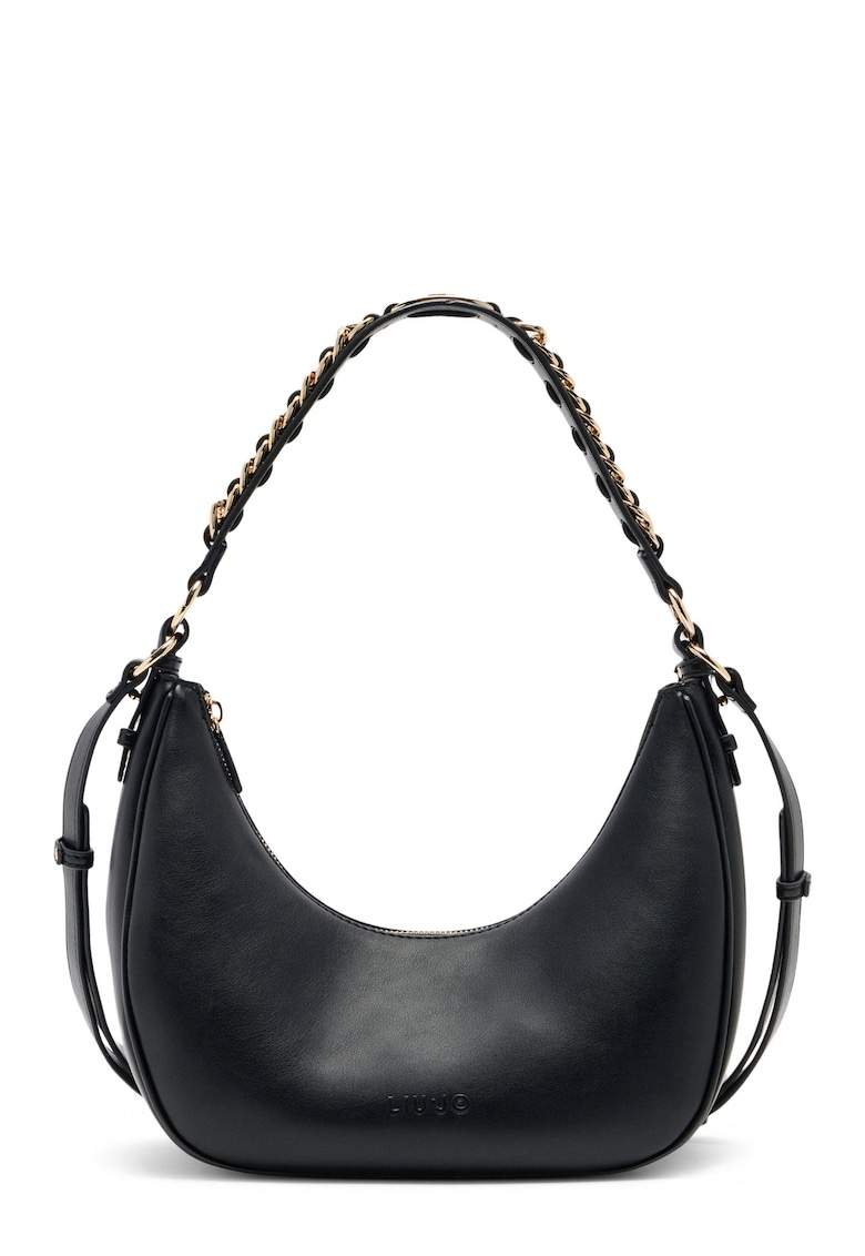 Geanta din piele ecologica cu bareta aditionala de umar - Negru