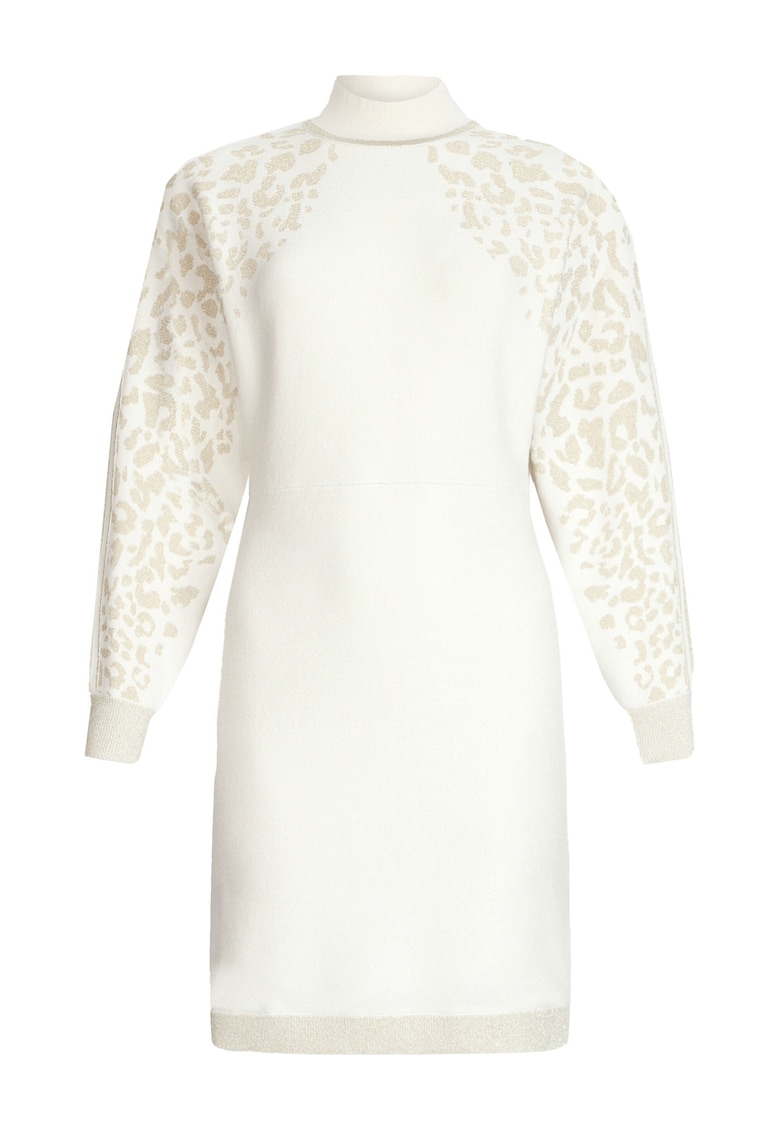 Rochie tricotata cambrata - Alb/Auriu
