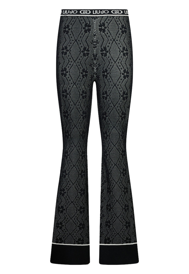 Pantaloni evazati cu banda logo elastica si model