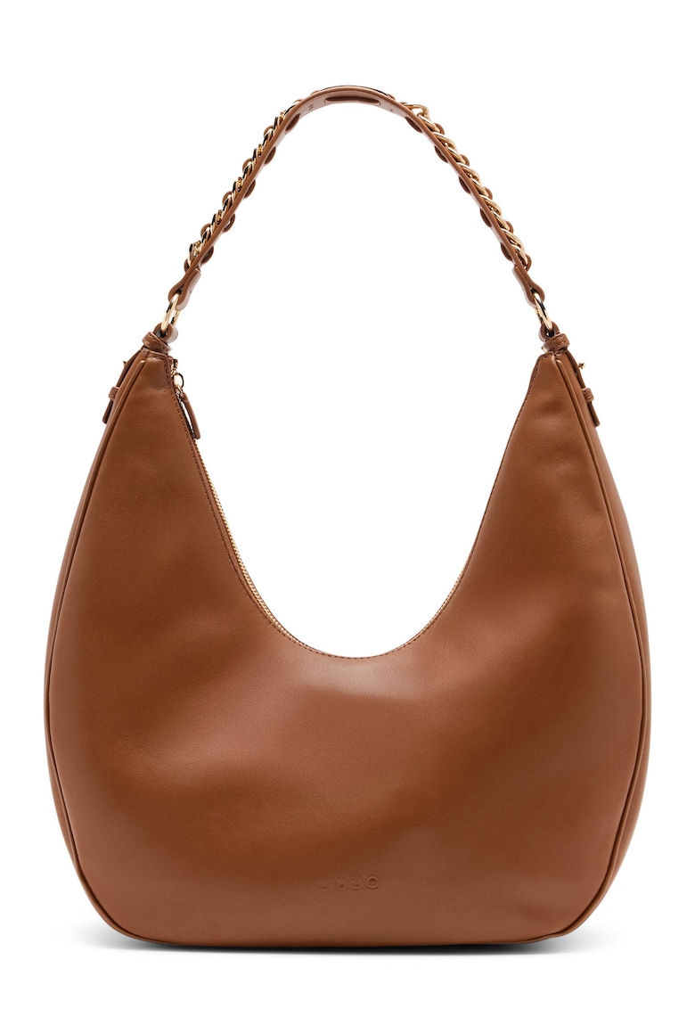 Geanta hobo cu logo in relief - Caramel