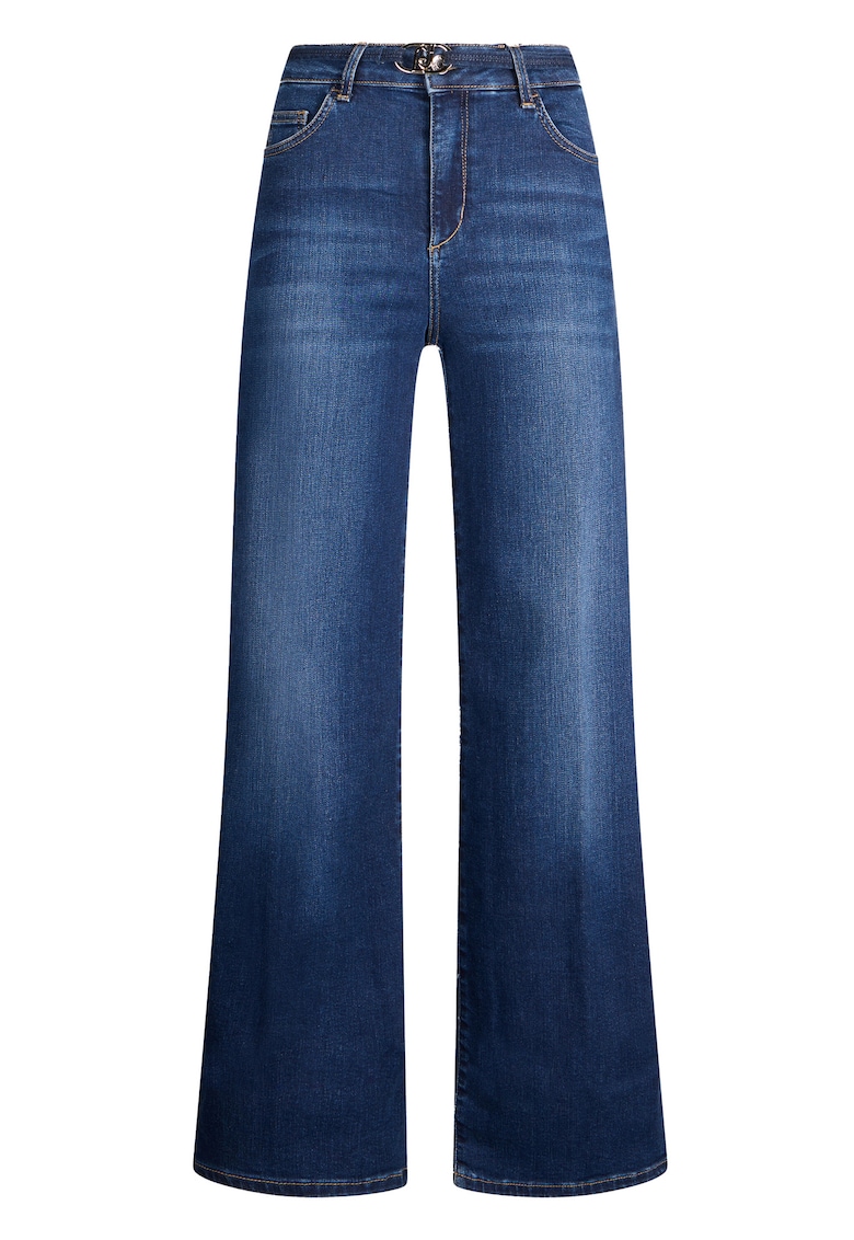 Blugi evazati cu aspect decolorat - Albastru melange