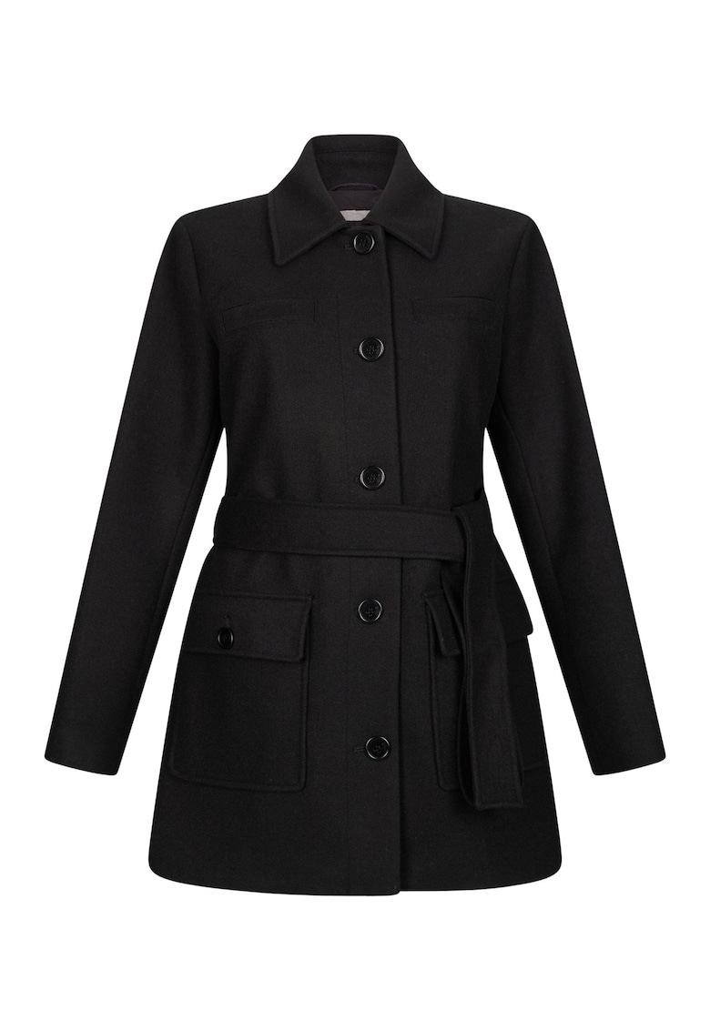 Palton din amestec de lana cu cordon