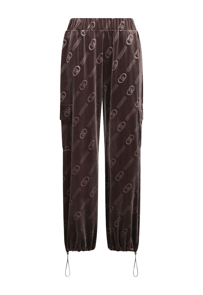 Pantaloni relaxed-fit cu talie elastica - Maro inchis