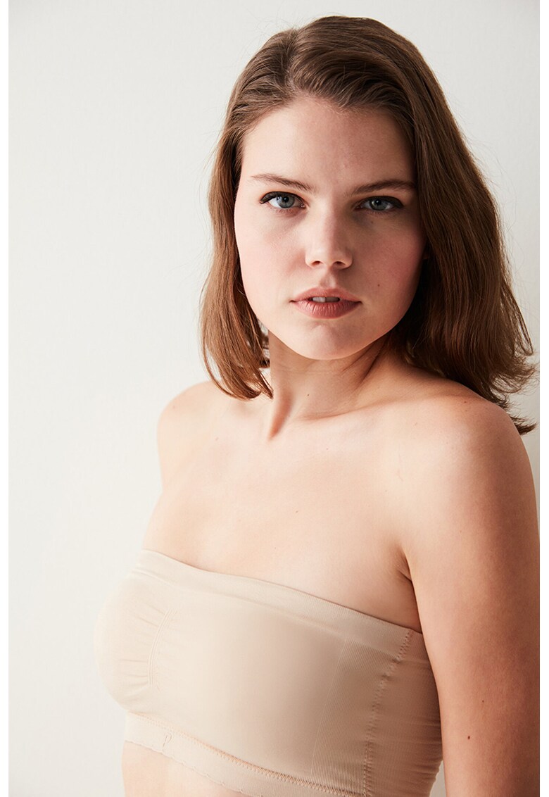Sutien bandeau fara cusaturi - Bej deschis