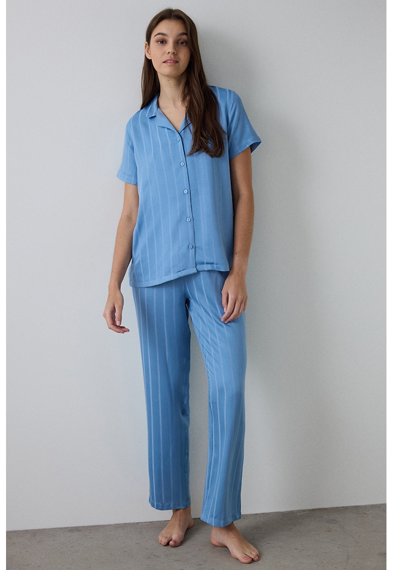 Pijama cu pantaloni lungi din satin si dungi