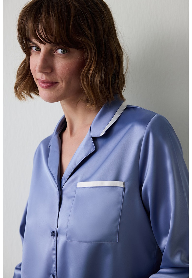 Pijama de satin cu maneci lungi