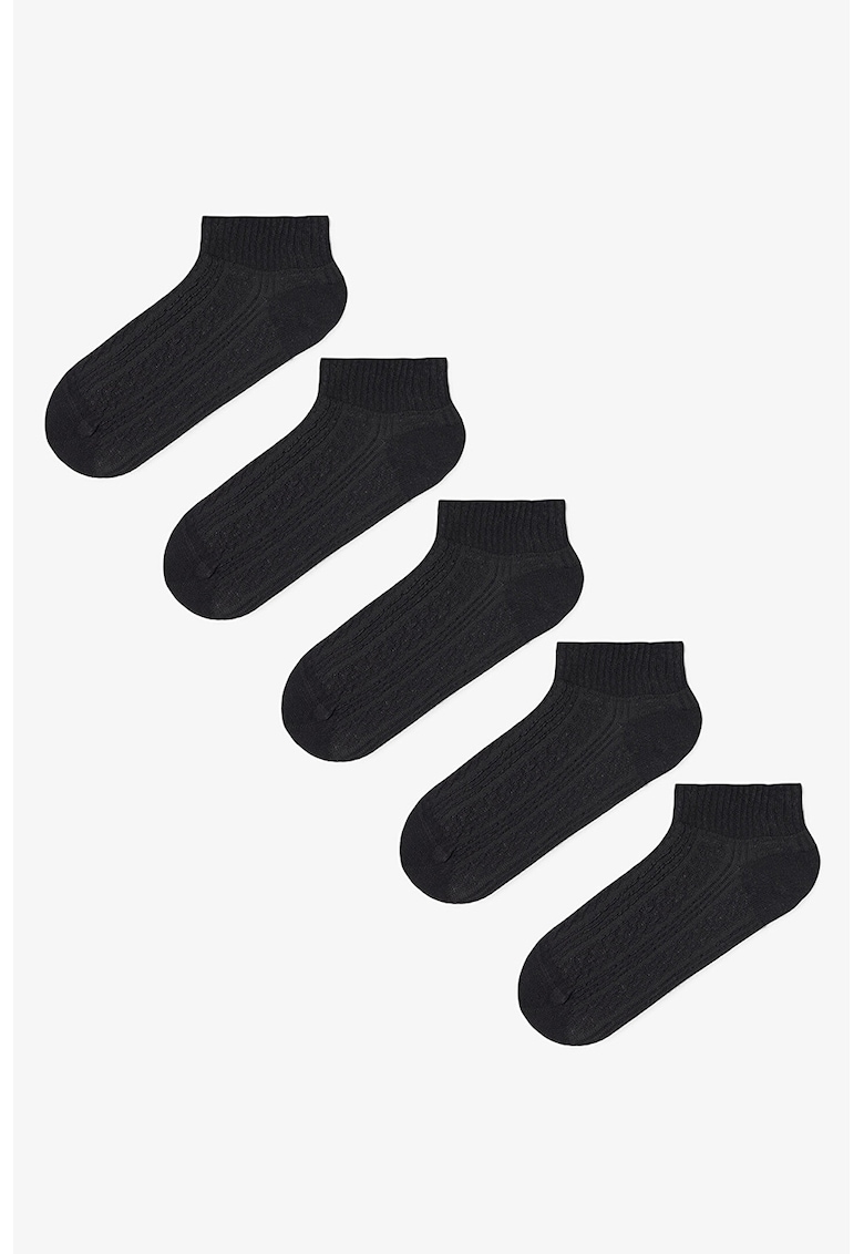 Set de sosete pana la glezna - 5 perechi - Negru