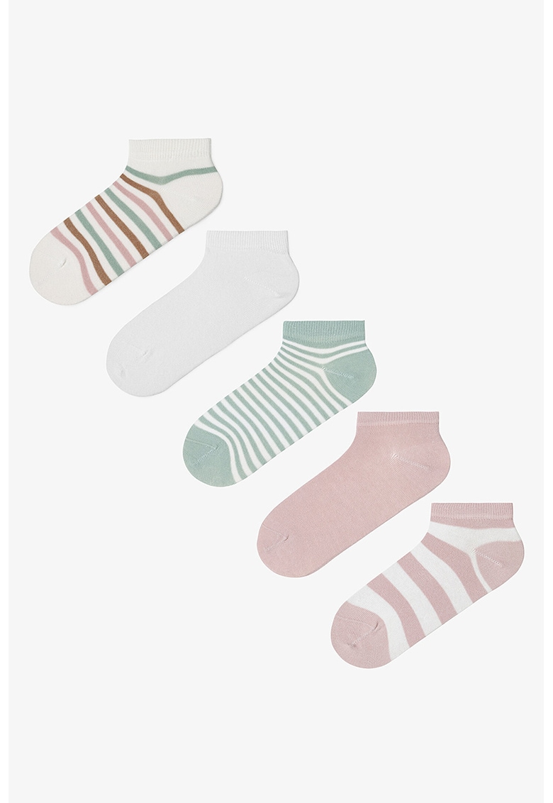 Set de sosete pana la glezna cu dungi - 5 Perechi