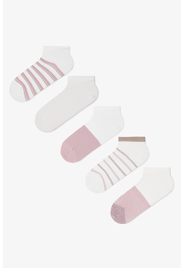 Set de sosete pana la glezna cu dungi - 5 Perechi