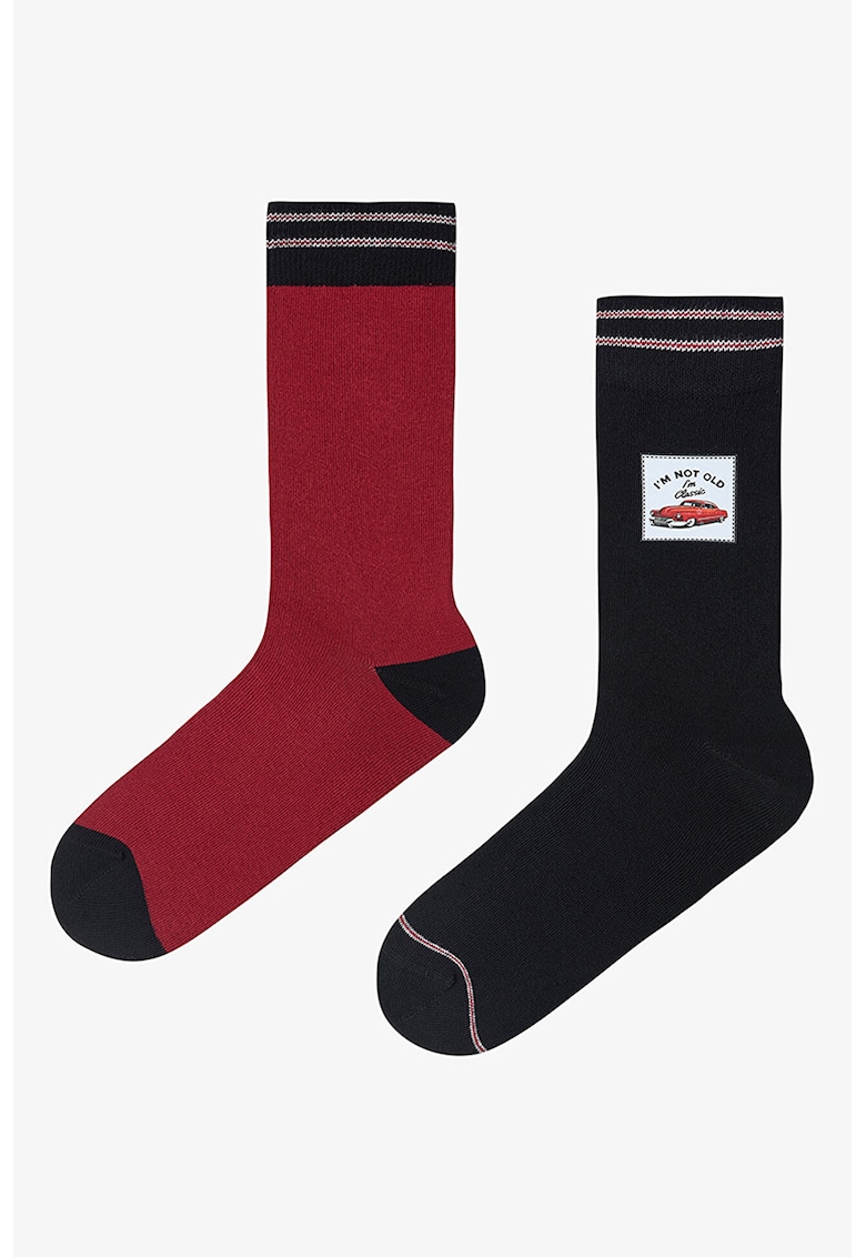 Set de sosete lungi cu aplicatie grafica - 2 perechi