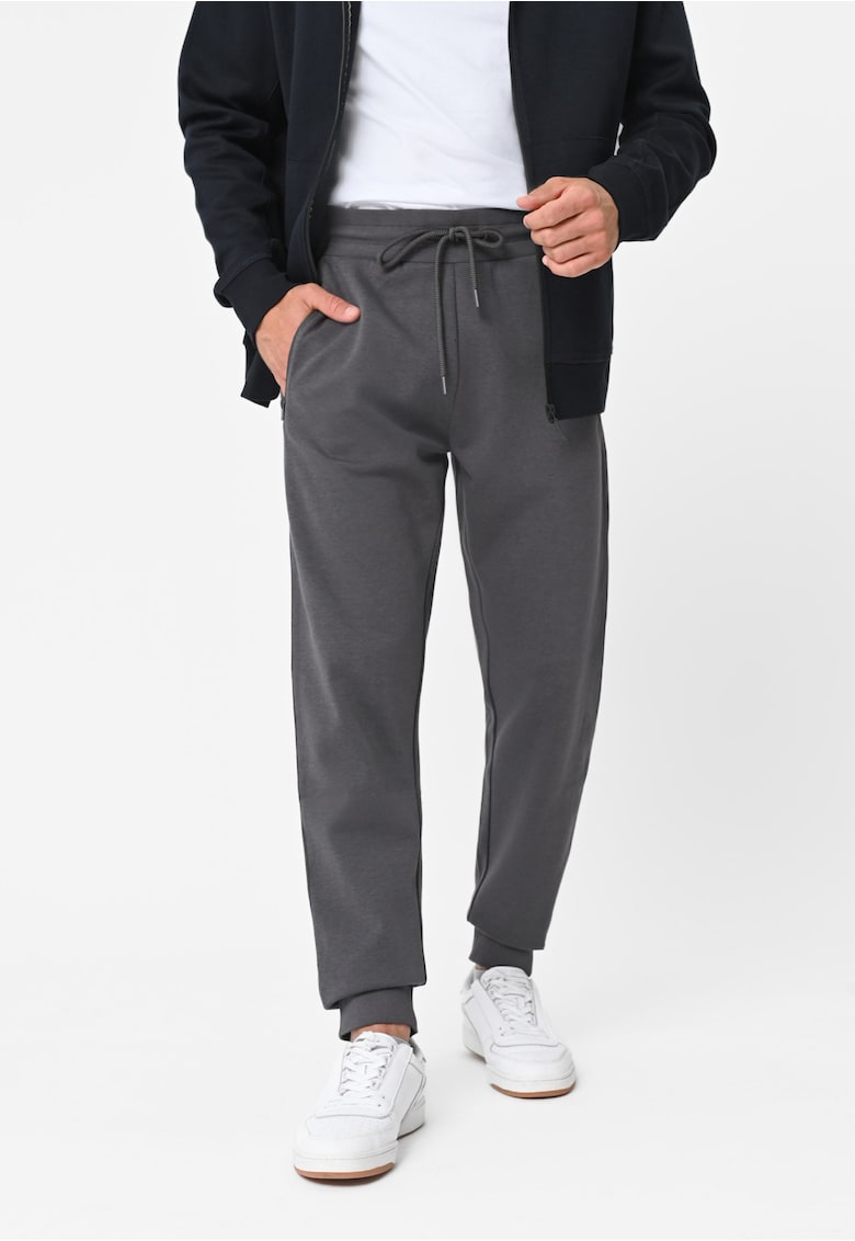 Pantaloni jogger de bumbac N-Ben - grafit - cu snur