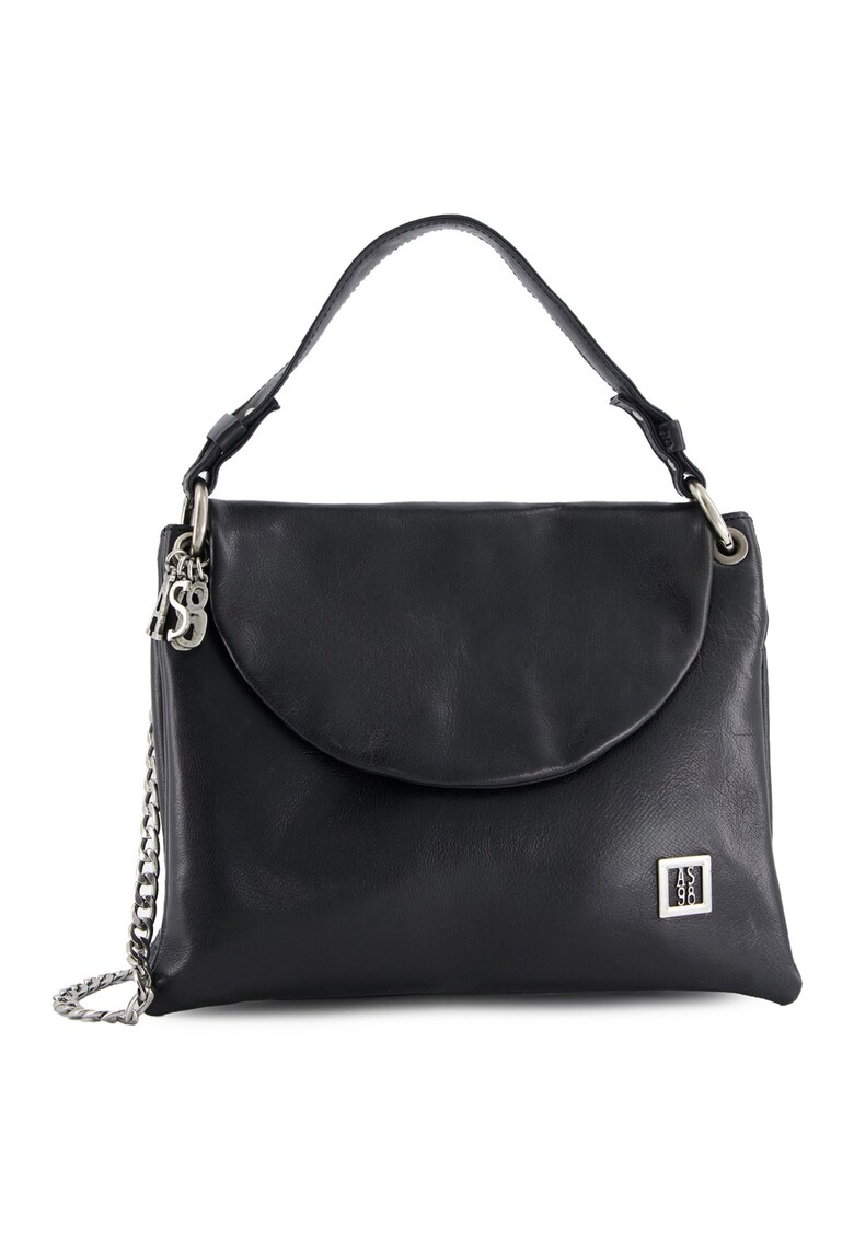 Geanta crossbody dama piele naturala - neagra - 5 buzunare - dimensiuni 22x29x10cm