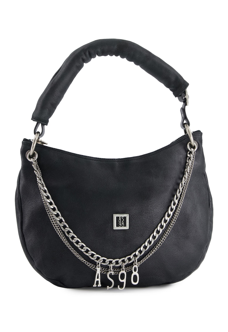 Geanta de umar - piele naturala - neagra - 5 compartimente interioare - 26x31x11cm