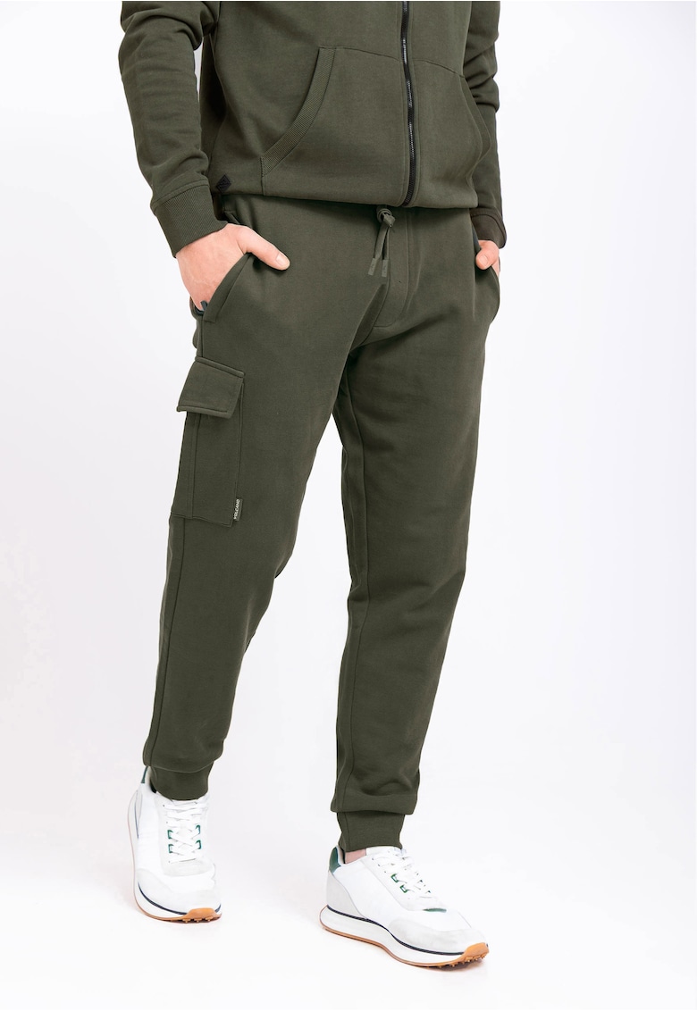 Pantaloni cargo jogger cu snur N-Save - bumbac - kaki