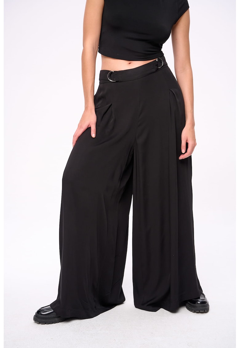 Pantaloni largi cu talie inalta si talie ajustabila Noa