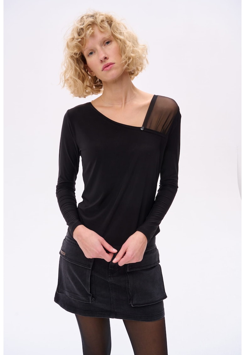 Bluza slim fit cu decolteu asimetric