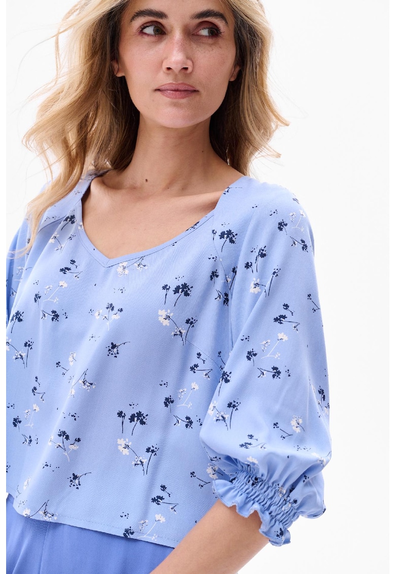 Bluza cu imprimeu floral si maneci raglan