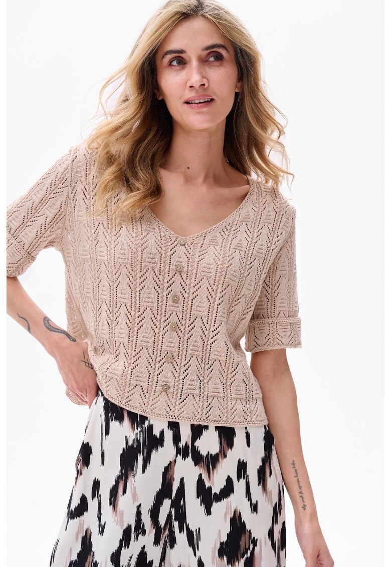 Bluza tricotata cu nasturi decorativi