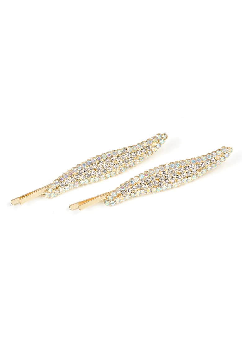 Set 2 agrafe de par cu pietre albe