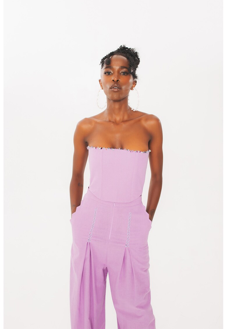 Top crop de in fara bretele