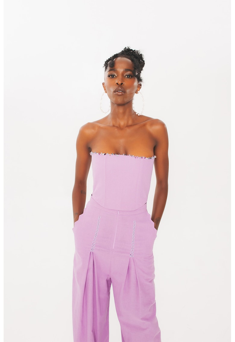 Top crop de in fara bretele