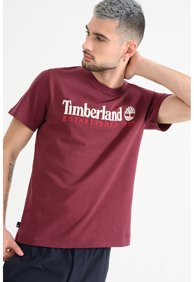 Tricou regular fit cu logo brodat - Violet tyrian