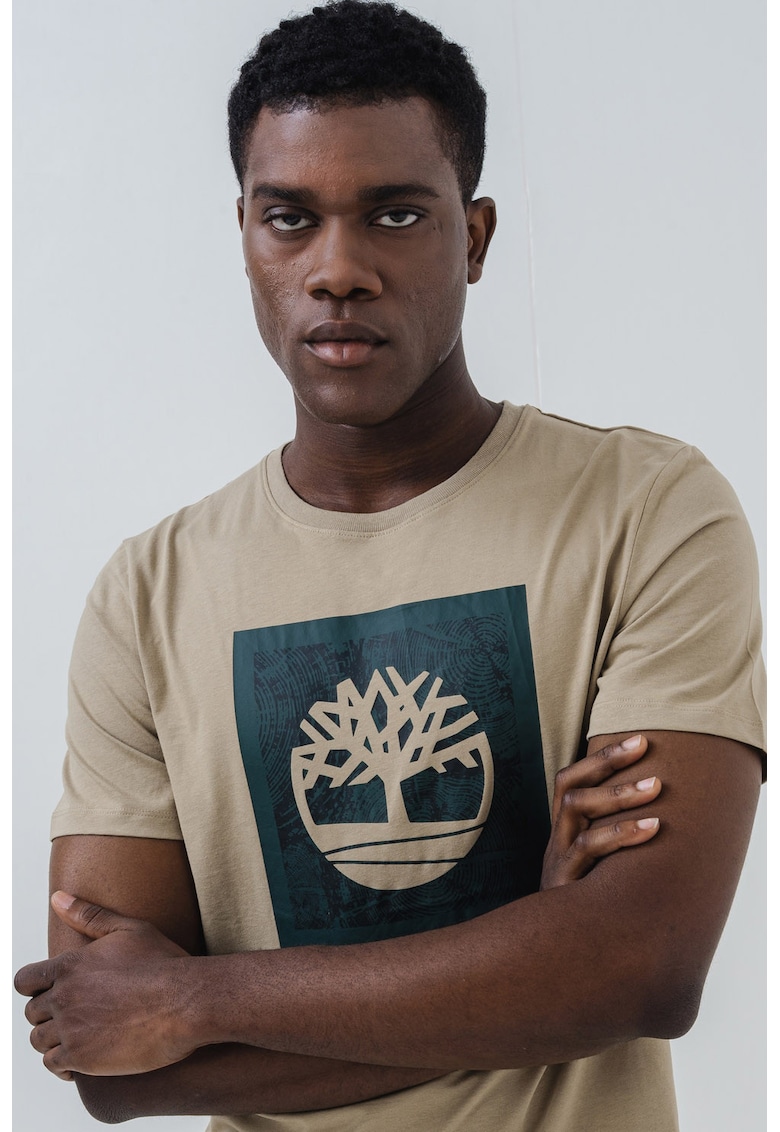 Tricou cu decolteu la baza gatului si imprimeu contrastant Tricou cu decolteu la baza gatului si imprimeu contrastant