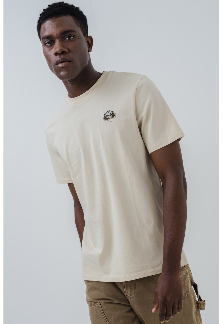 Tricou de bumbac cu aplicatie mica cu logo