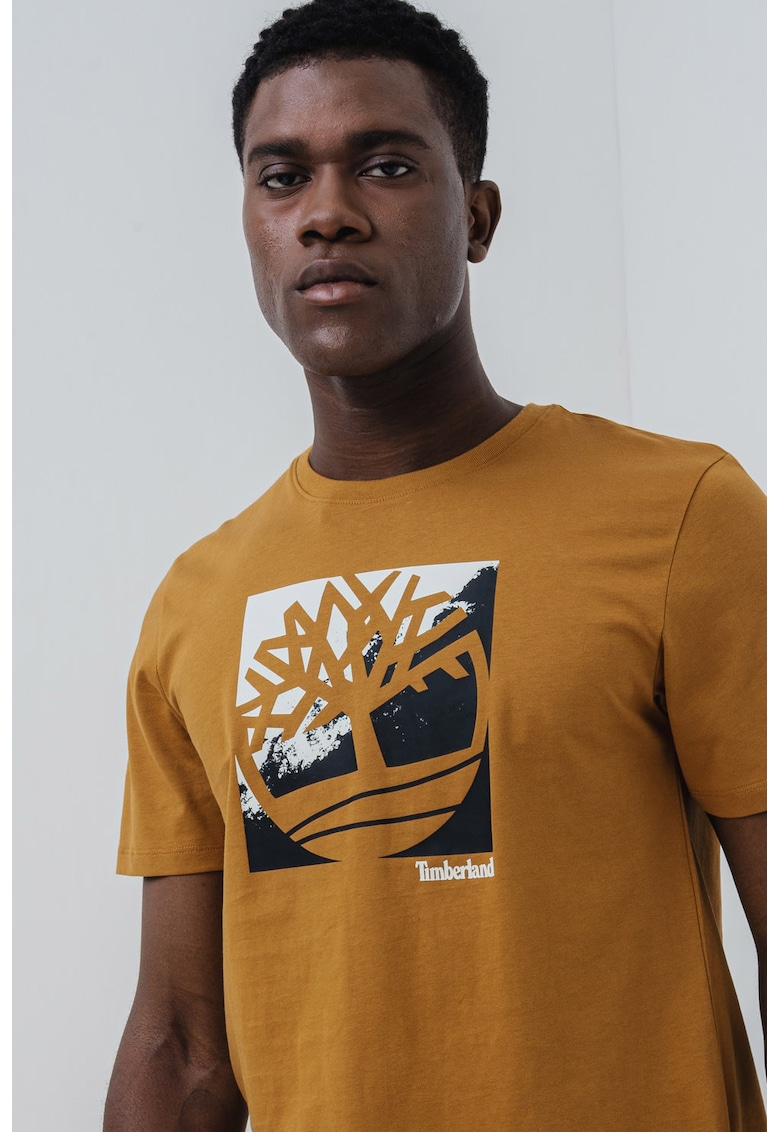 Tricou de bumbac cu imprimeu logo pe piept Tricou de bumbac cu imprimeu logo pe piept