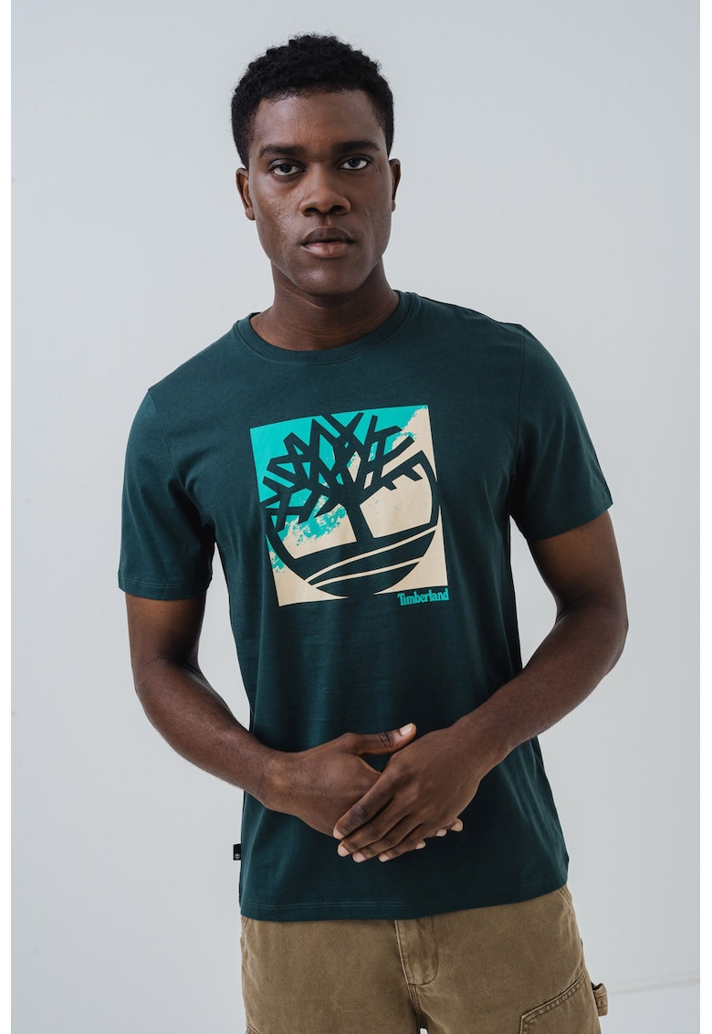 Tricou de bumbac cu imprimeu logo pe piept Tricou de bumbac cu imprimeu logo pe piept