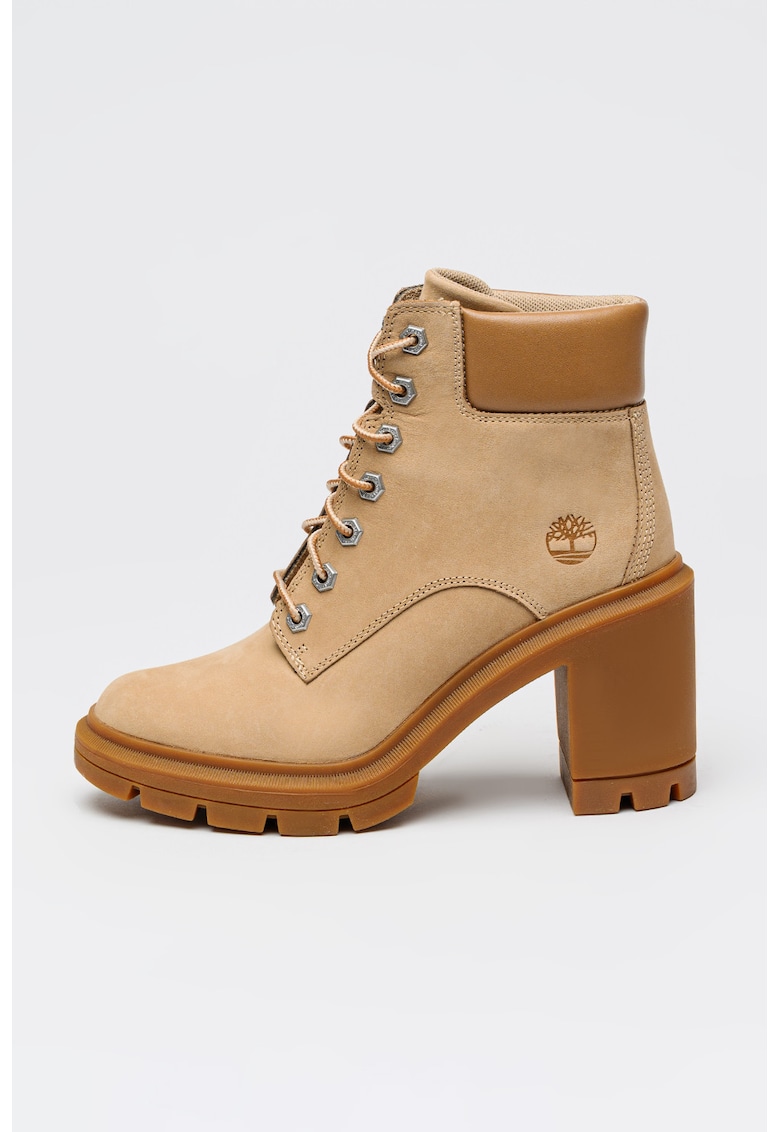 Botine de piele cu sireturi si toc masiv Allington