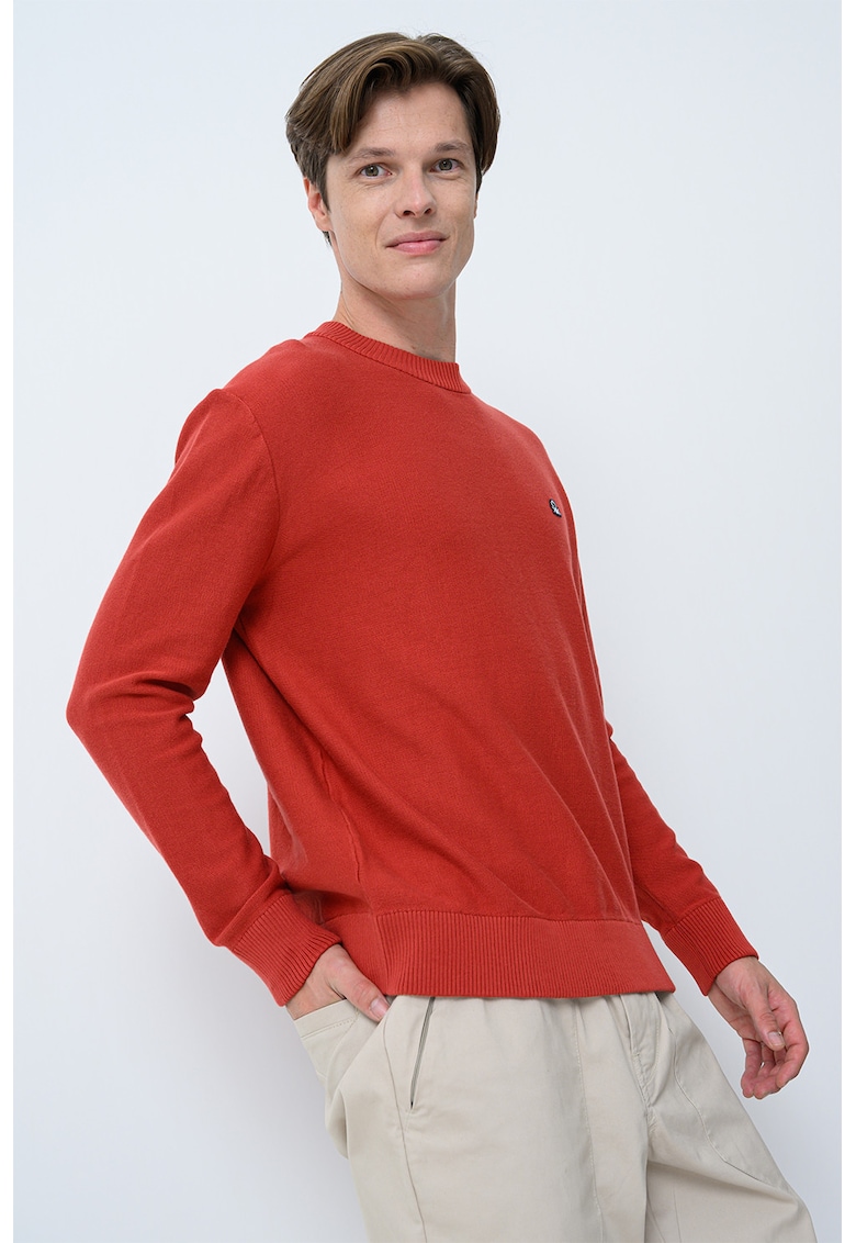 Pulover lejer din amestec de bumbac cu terminatii striate