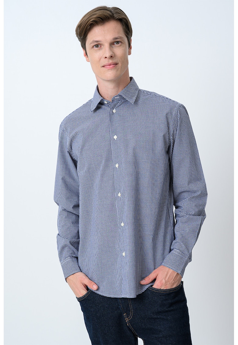 Camasa cu model in carouri si guler clasic