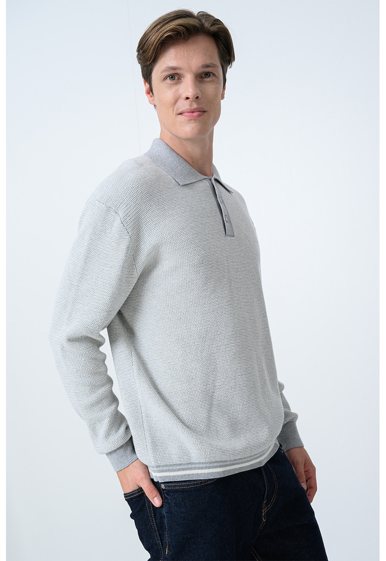 Bluza polo tricotata cu mansete elastice