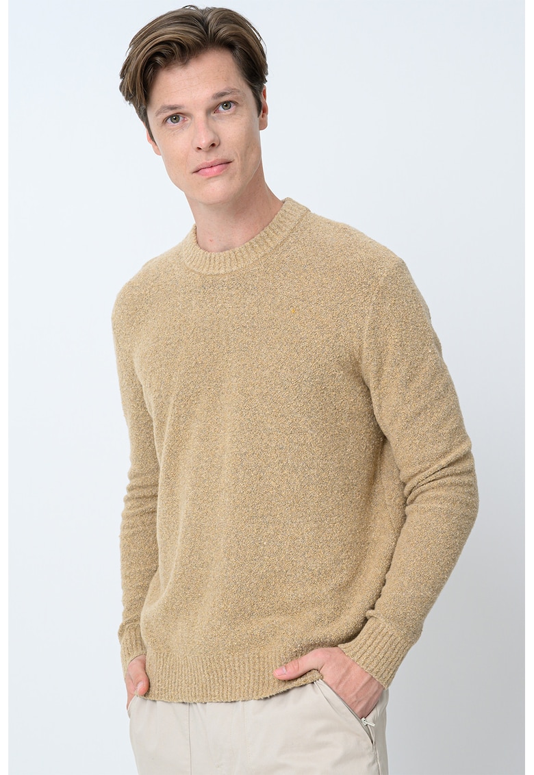 Pulover relaxed fit cu decolteu la baza gatului