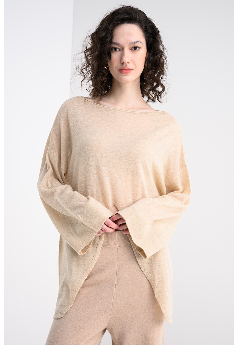 Bluza lejera din amestec de lana alpaca cu maneci cazute