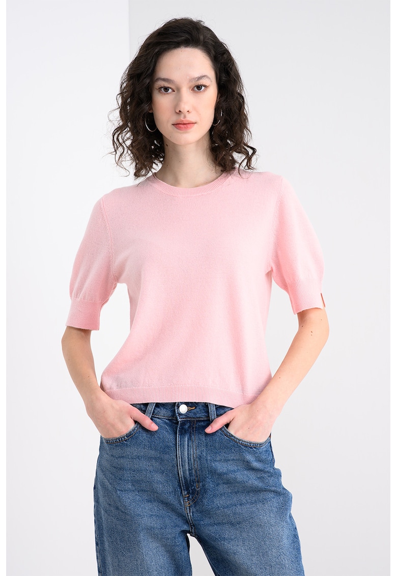 Pulover din lana virgina cu maneci scurte