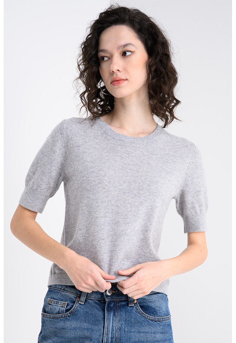 Pulover din lana virgina cu maneci scurte