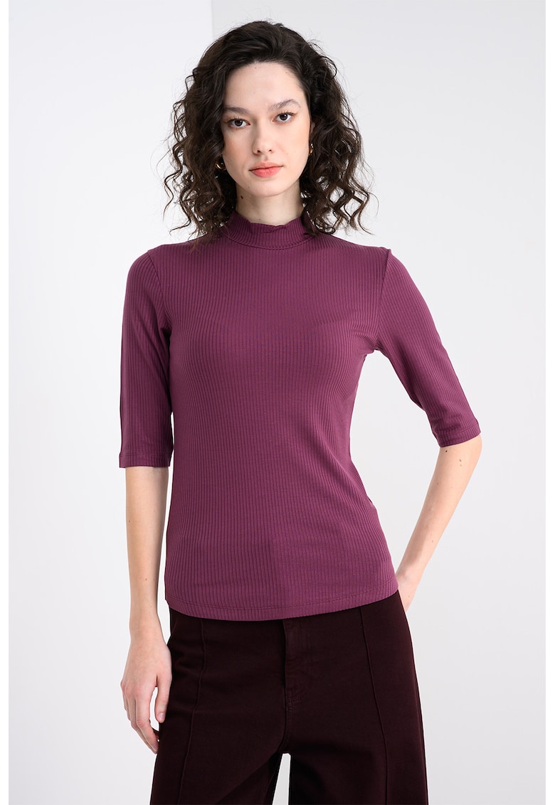 Bluza slim fit cu model uni